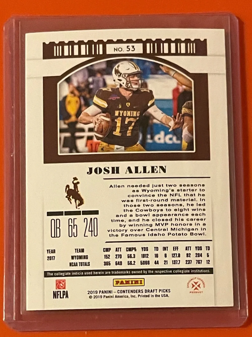Josh Allen #53 2019 Panini Contenders Draft Picks Football Trading Card